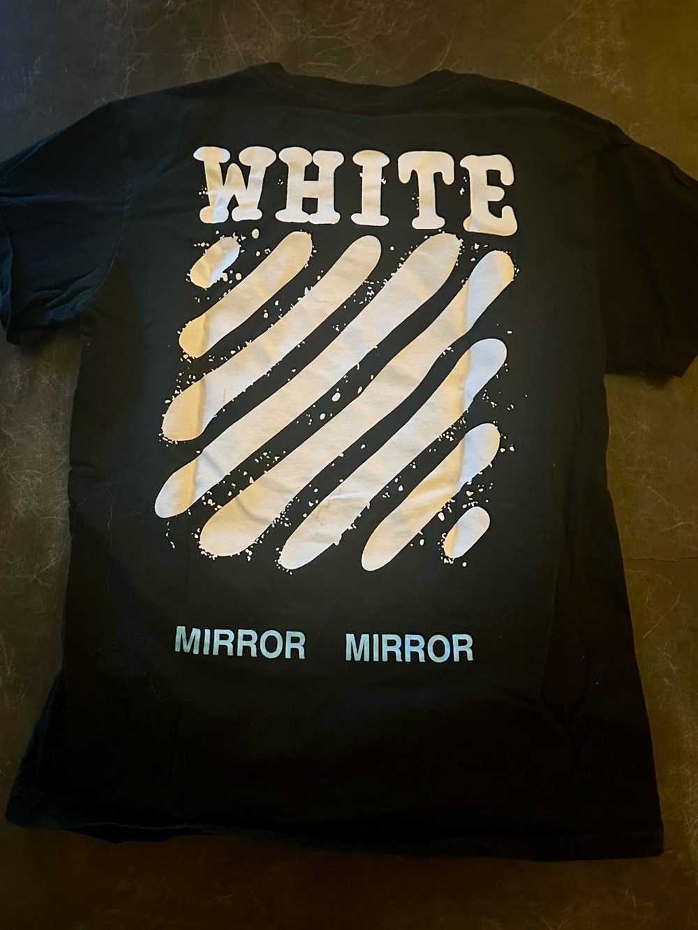Off-White Black Tee with White Diagonal Stripe Graphic